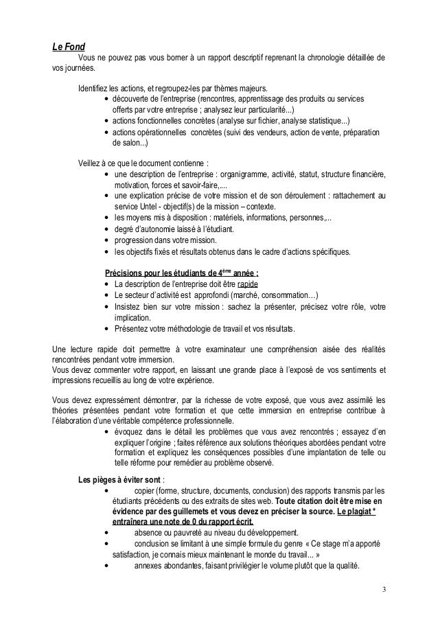 comment rediger un rapport de stage